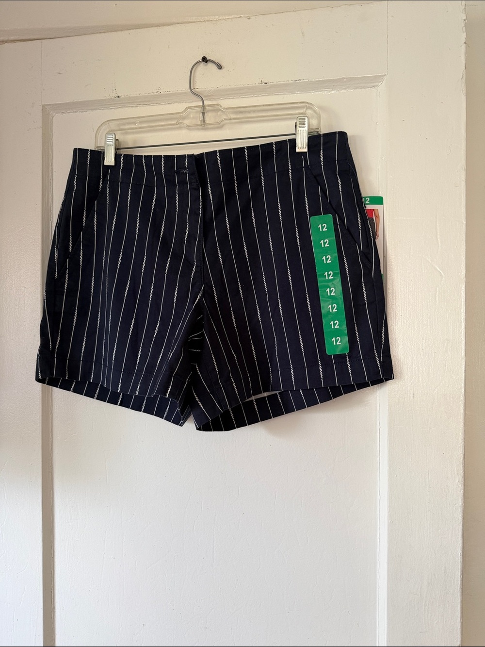 Navy Pinstripe Women's Casual Shorts